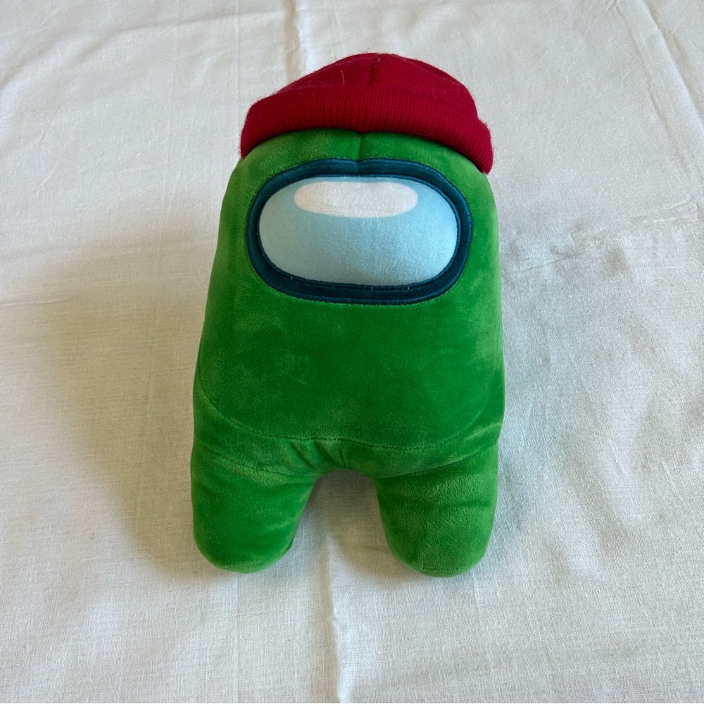 Among Us Crewmate Stuffed Animal Green with Red Hat